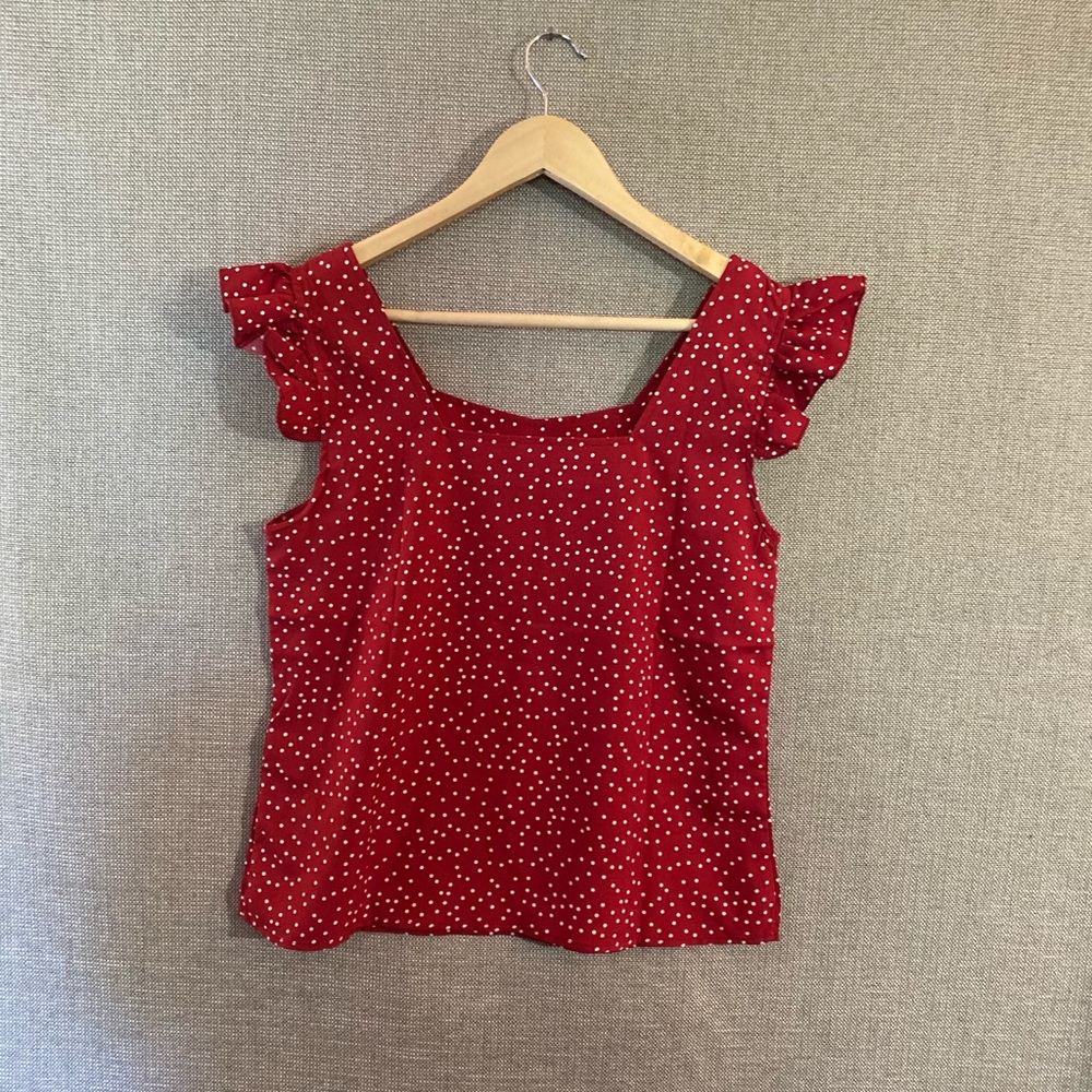 Red polka dot flattering top